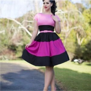 3X Pink and Black Pinup Couture Dress